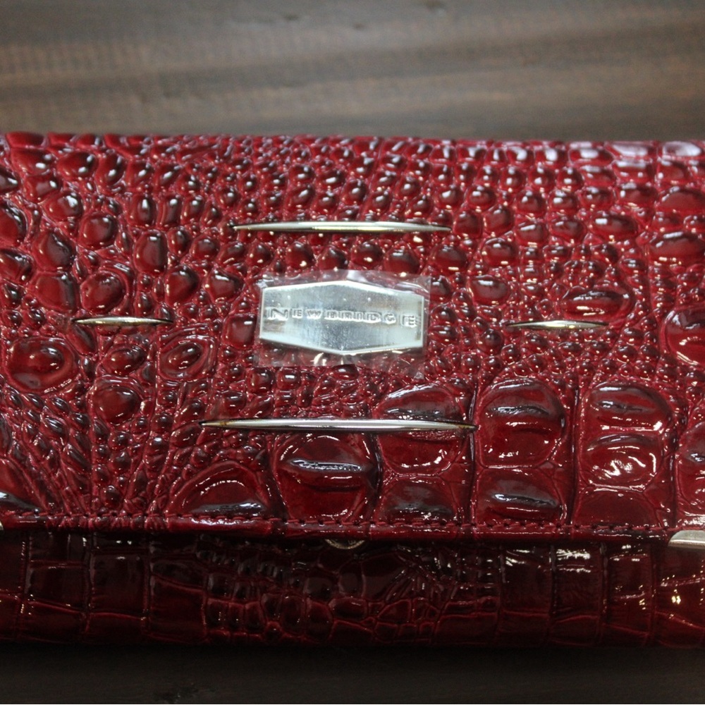 Elegant Red Crocodile Embossed Clutch